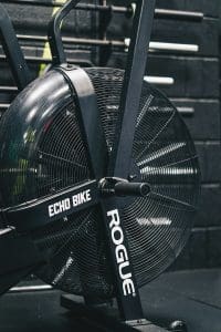 a close up of a bike with a fan on it