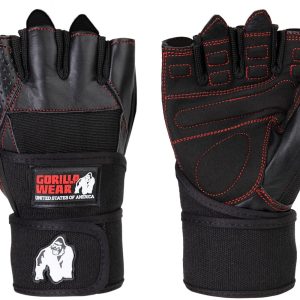 Gorilla Wear Dallas Wrist Wrap Handschoenen - Fitness Handschoenen - Zwart/Rode Stiksels - M